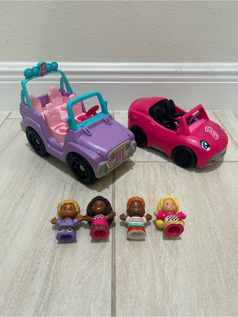 Little People Barbie Jeep and Car with 4 Little People